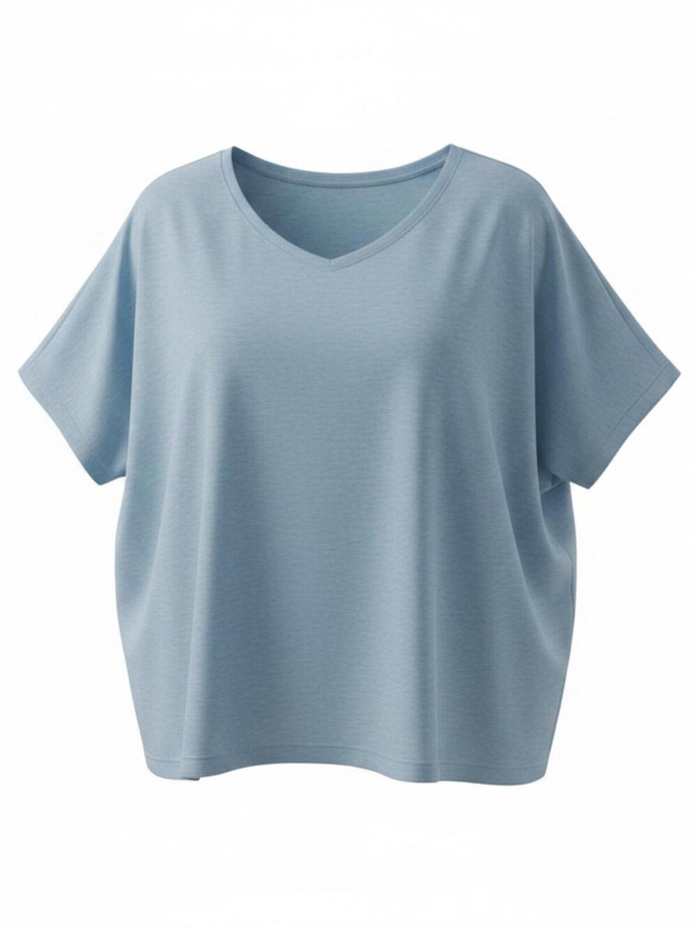 Lightweight Zenana Light Blue V-Neck Short Sleeve T-Shirt Size Large Summer Tee